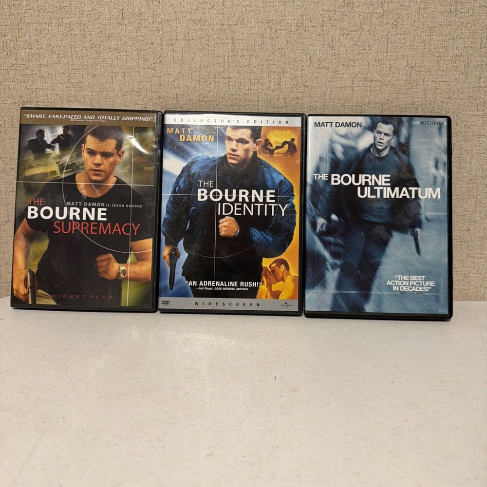 Lot of 3 Jason Bourne Movies- Identity, Supremacy, Ultimatum- Matt Damon
